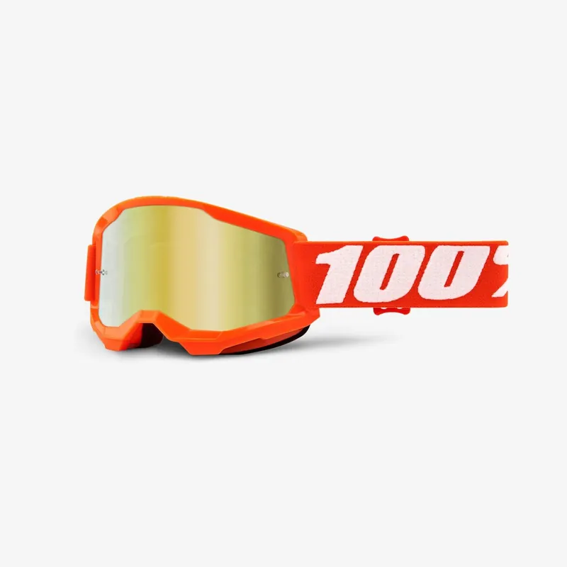 100 PROCENT FA20 STRATA 2 YOUTH GOGGLE ORANGE - MIRROR GOLD LENS - GOGLE STRATA 2 JUNIOR DZIECIĘCE KOLOR POMARAŃCZOWY/BIAŁY SZYBKA ZŁOTE LUSTRO STARY KOD 50521-259-05 Ostatnia szansa