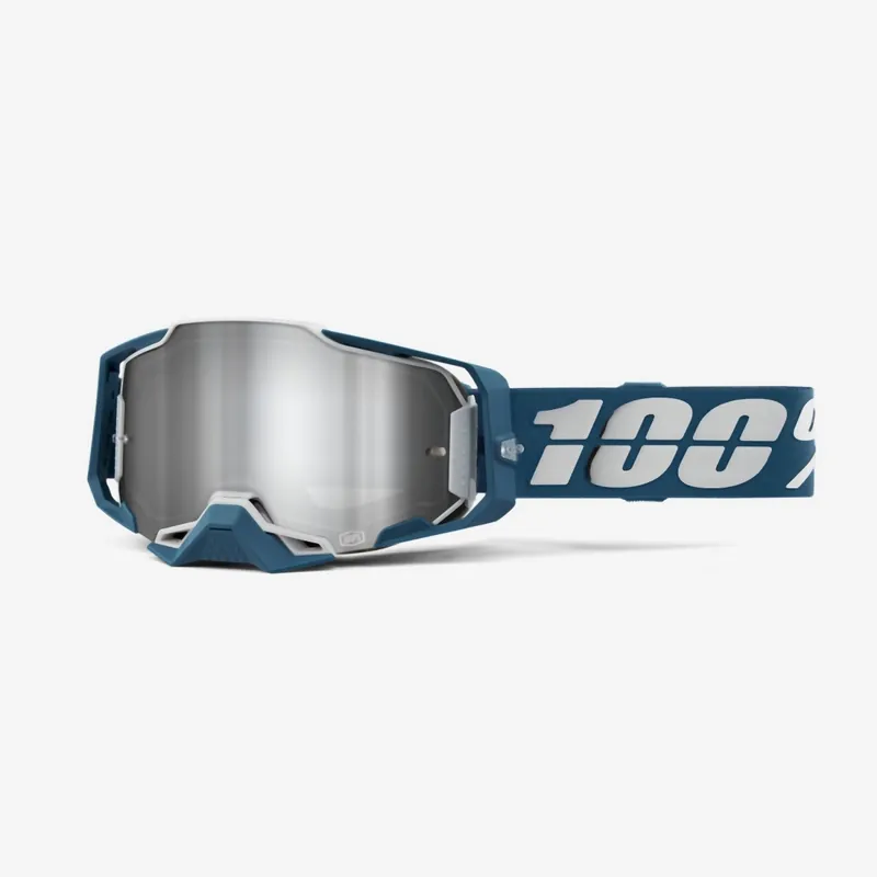 100 PROCENT FA21 GOGLE ARMEGA ALBAR - FLASH SILVER LENS KOLOR NIEBIESKI/SREBRNY SZYBKE SREBRNE LUSTRO Premium
