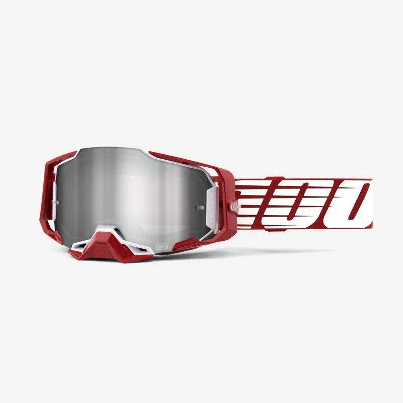 100 PROCENT (2023) FA21 GOGLE ARMEGA OVERSIZED DEEP RED - FLASH SILVER LENS KOLOR CZERWONY/BIAŁY/SZARY SZYBKA SREBRNE LUSTRO Wyprzedaż