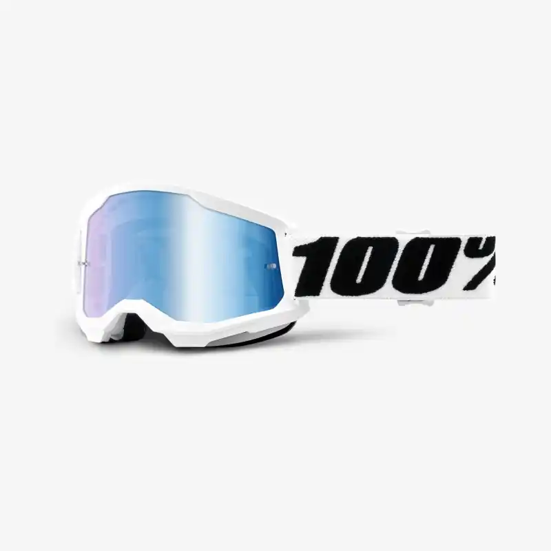 100 PROCENT (2023) GOGLE MODEL STRATA 2 WHITE - MIRROR SILVER LENS KOLOR BIAŁY SZYBKA SREBRNE LUSTRO Do wyczerpania zapasów