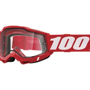 Dostępne od ręki 100 PROCENT GOGLE MODEL ACCURI 2 ENDURO KOLOR CZERWONY/BIAŁY SZYBA PRZEŹROCZYSTA PODWÓJNA