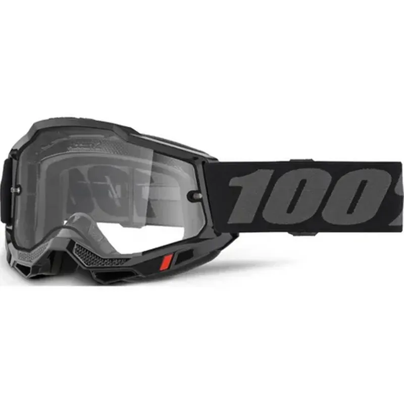 100 PROCENT GOGLE ACCURI 2 ENDURO MOTO BLACK - CLEAR LENS - KOLOR CZARNY/SZARY SZYBKA PRZEŹROCZYSTA Rabat