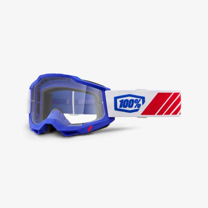 100 PROCENT GOGLE ACCURI 2 KOLBY - CLEAR LENS - KOLOR CZERWONY/BIAŁY/NIEBIESKI SZYBKA PRZEŹROCZYSTA Rabat