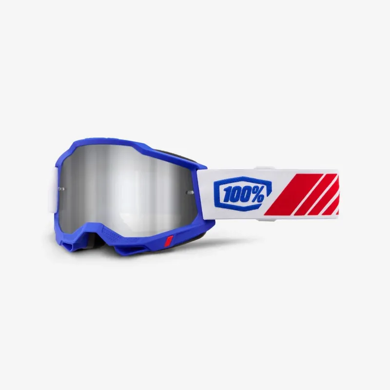 100 PROCENT GOGLE ACCURI 2 KOLBY - MIRROR SILVER LENS - KOLOR CZERWONY/BIAŁY/NIEBIESKI SZYBKA PRZEŹROCZYSTA Tani