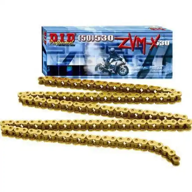 Wyjątkowa oferta Łańcuch napędowy 530 ZVMX G&G Złoty 104 X-RING otwarty z zakuwką DID 530ZVMXGG-104