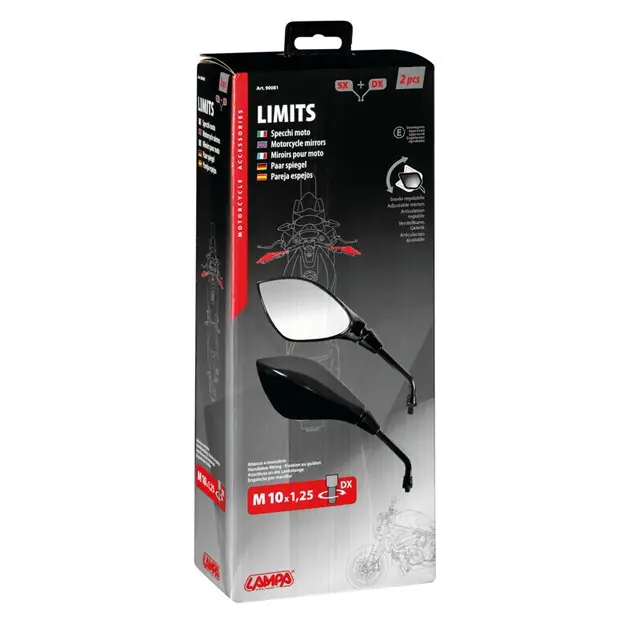 Zamów dziś Lusterka Limits M10x1,25 regulowane na kierownicę Lampa 90081