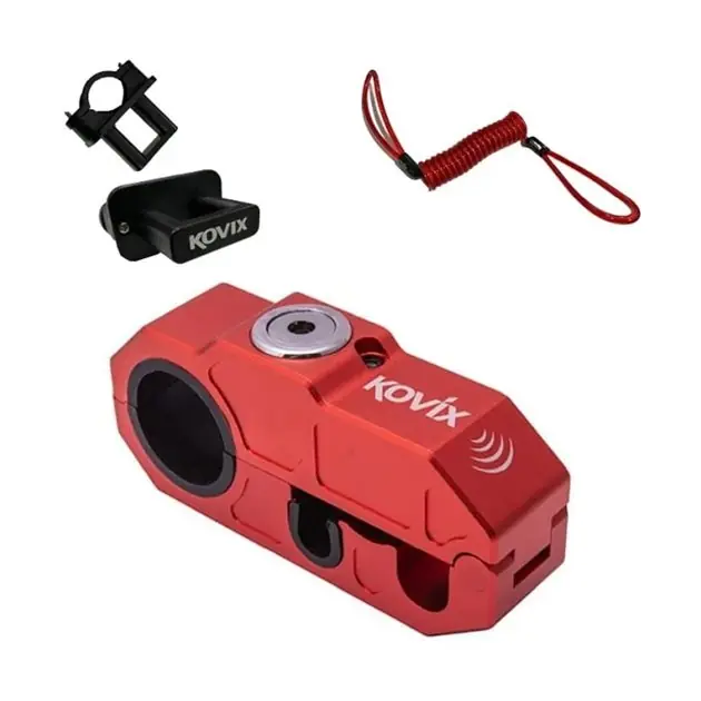 Niska cena Blokada manetki z alarmem GRIP LOCK KHL Czerwona do quada / motocykla KOVIX BTHKOV004 [11721349]
