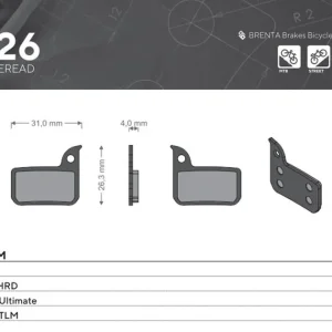Klocki hamulcowe rowerowe Sinter Spiekane Metaliczne MTB/Szosa/Elektryk SRAM HRD, ETAP HRD, LEVEL ULTIMATE/TLM Brenta Bike BR426 Tani