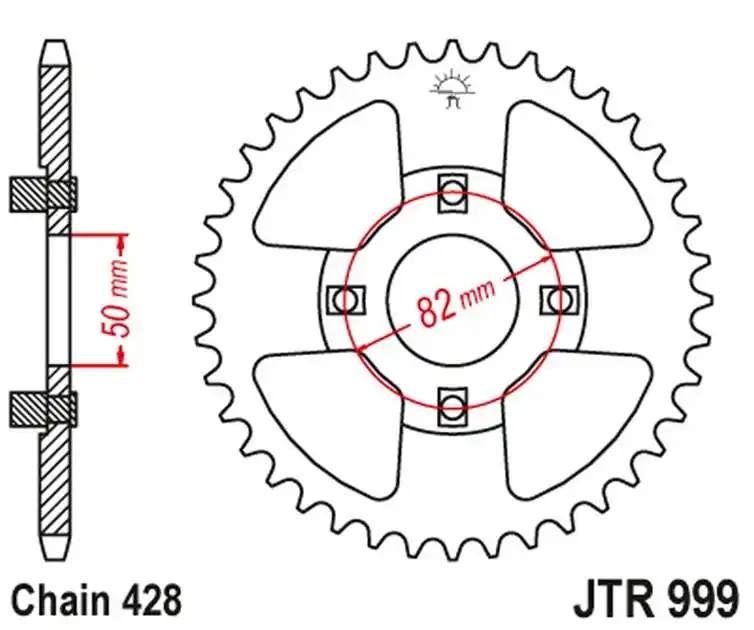 Sprawdź teraz Zębatka tylna Honda XR 100 (42, ŁAŃC. 428) JT JTR999.42