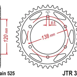 Oferta czasowa Zębatka tylna Honda VFR 750, VFR 400 (38, ŁAŃC. 525) JT JTR312.38