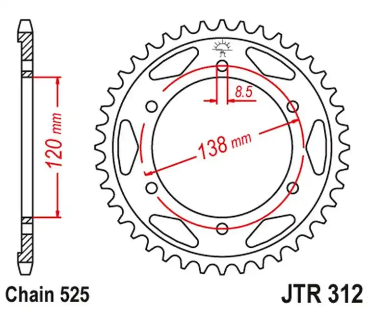 Oferta czasowa Zębatka tylna Honda VFR 750, VFR 400 (38, ŁAŃC. 525) JT JTR312.38