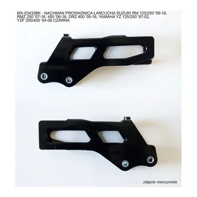 Prowadnica łańcucha Suzuki RM 125/250, RMZ 250/450, DRZ 400, Yamaha YZ 125/250, YZF 250/450 Czarny PSYCHIC MX-03432BK Wysoka jakość