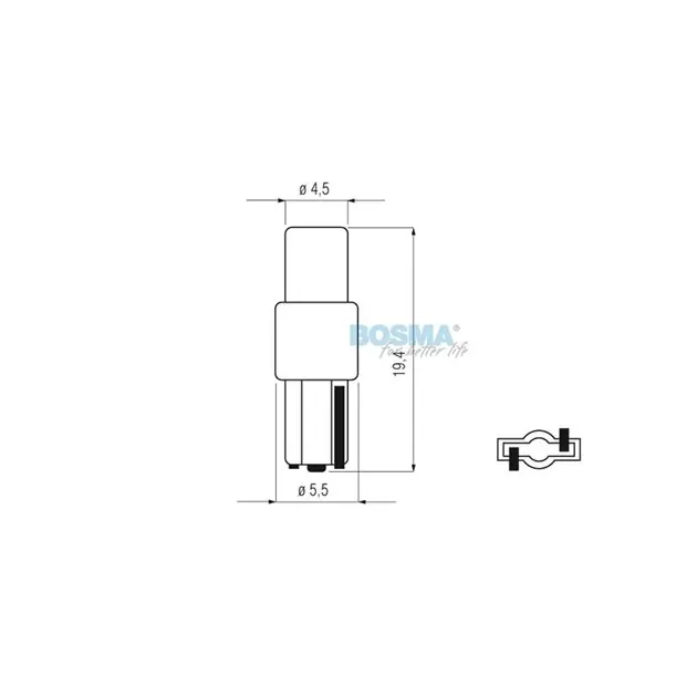 Tani Żarówka BOSMA 12V 1*LED STANDARD T05 RED WIDE VIEWING BLISTER ( 4 SZT.)