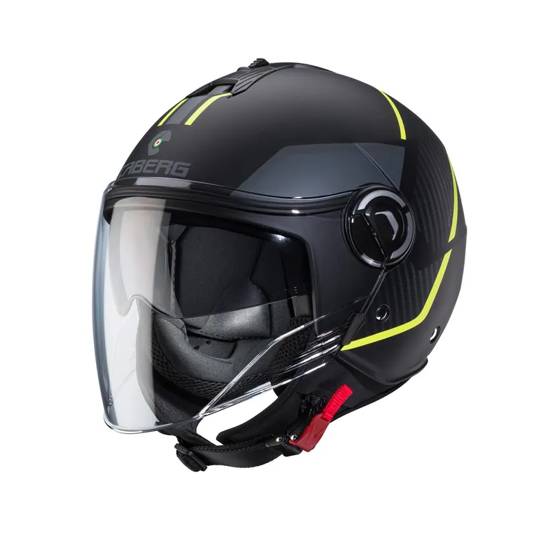 Nie przegap CABERG KASK OTWARTY JET Z BLENDĄ MODEL RIVIERA V4X GEO KOLOR CZARNY MAT/ŻÓŁTY FLUO/SZARY ROZMIAR L