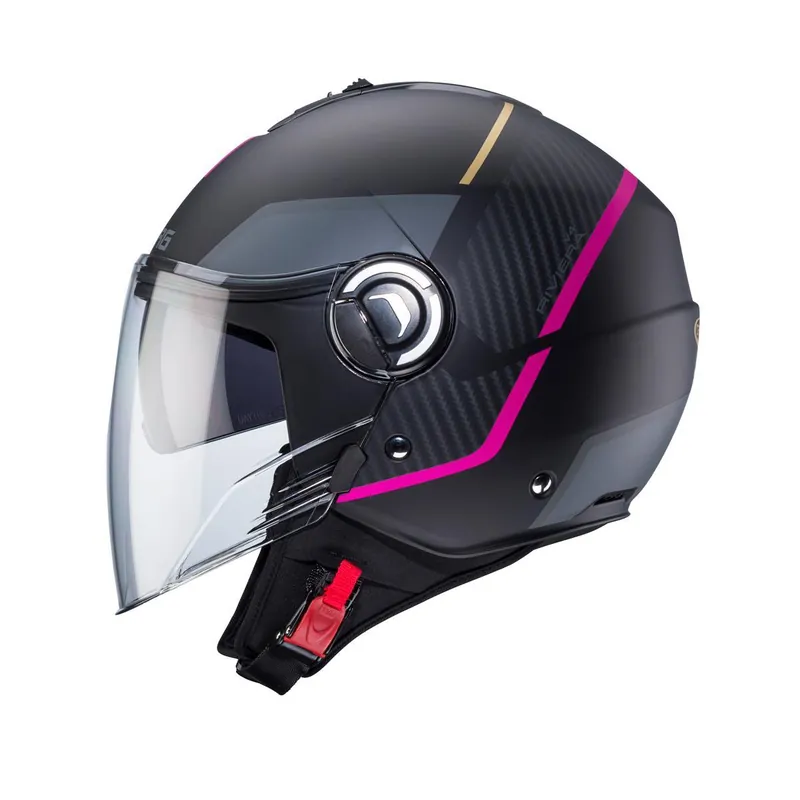 CABERG KASK OTWARTY JET Z BLENDĄ MODEL RIVIERA V4X GEO KOLOR CZARNY MAT/FUKSJA/SZARY ROZMIAR XS Sprawdź teraz