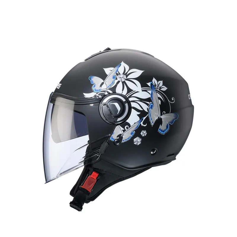 Nie przegap CABERG KASK OTWARTY JET Z BLENDĄ MODEL RIVIERA V4X MIA KOLOR CZARNY MAT/BIAŁY/SZARY (KWIATY / MOTYLE) ROZMIAR S