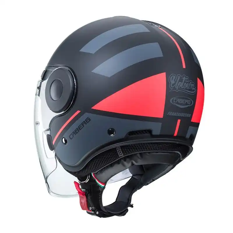 Hit sprzedaży CABERG KASK OTWARTY JET Z BLENDĄ MODEL UPTOWN LOFT KOLOR CZARNY/SZARY/POMARAŃCZOWY FLUO ROZMIAR S
