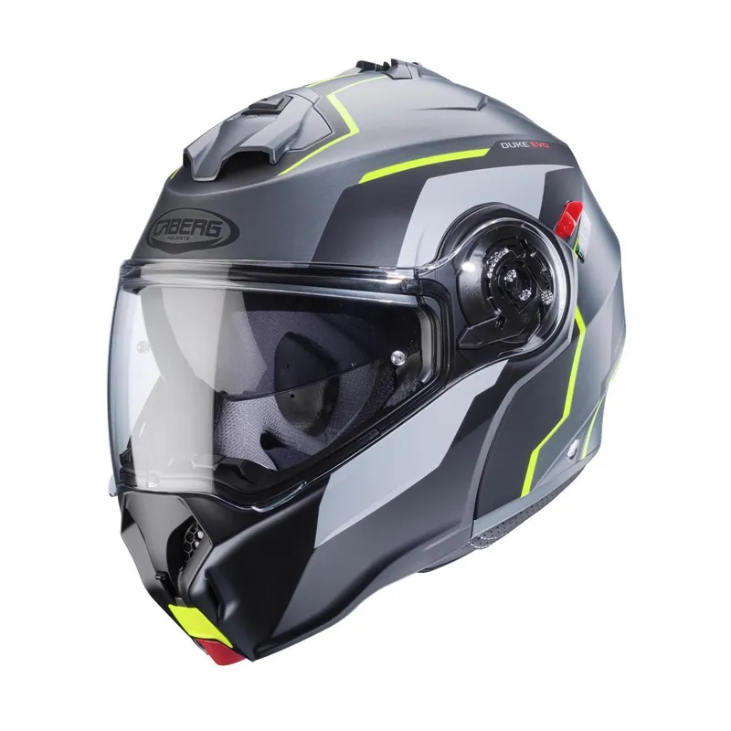 Zamów teraz CABERG KASK SZCZĘKOWY FLIP-UP MODEL DUKE EVO MOVE KOLOR SZARY MAT/CZARNY/ŻÓŁTY FLUO ROZMIAR S (PINLOCK W ZESTAWIE)