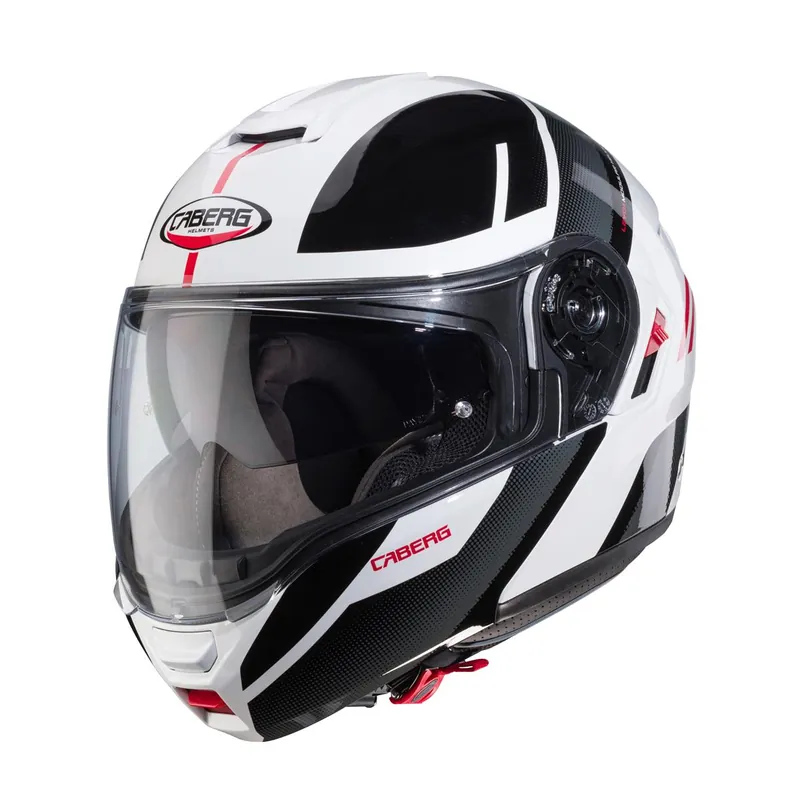 Premium CABERG KASK SZCZĘKOWY FLIP-UP MODEL LEVO X MANTA KOLOR BIAŁY/SZARY/CZARNY/CZERWONY ROZMIAR M (PINLOCK W ZESTAWIE)