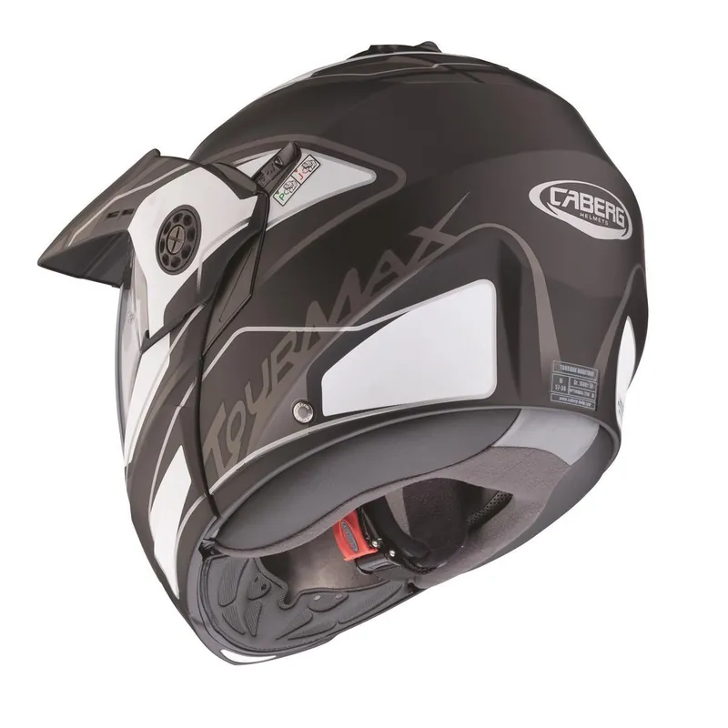 Niska cena CABERG PROMOCJA KASK SZCZĘKOWY FLIP-UP ENDURO MODEL TOURMAX (PINLOCK) MARATHON KOLOR CZARNY MAT/BIAŁY/SZARY ROZMIAR S