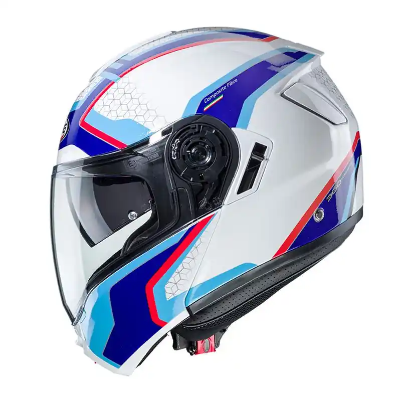 CABERG WYPRZEDAŻ KASK SZCZĘKOWY FLIP-UP MODEL LEVO SONAR KOLOR BIAŁY/CZERWONY/NIEBIESKI ROZMIAR XL (PINLOCK W ZESTAWIE) Wyprzedaż