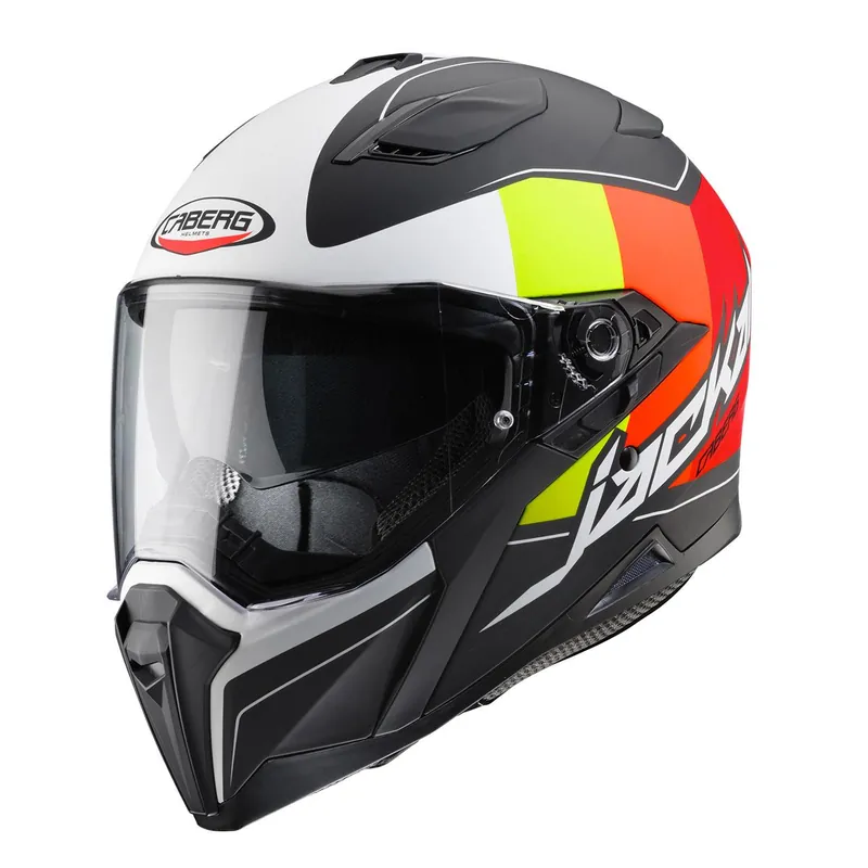 Wyprzedaż CABERG WYPRZEDAŻ KASK INTEGRALNY MODEL JACKAL IMOLA KOLOR CZARNY MAT/MULTIFLUO/BIAŁY ROZMIAR M