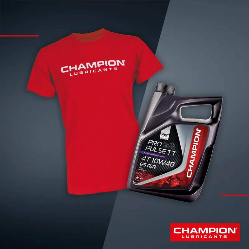 CHAMPION OLEJ SILNIKOWY PROPULSE TT 4T 10W40 ESTER 4L MA2 SYNTETYCZNY (AKC) KOSZULKA L Oferta