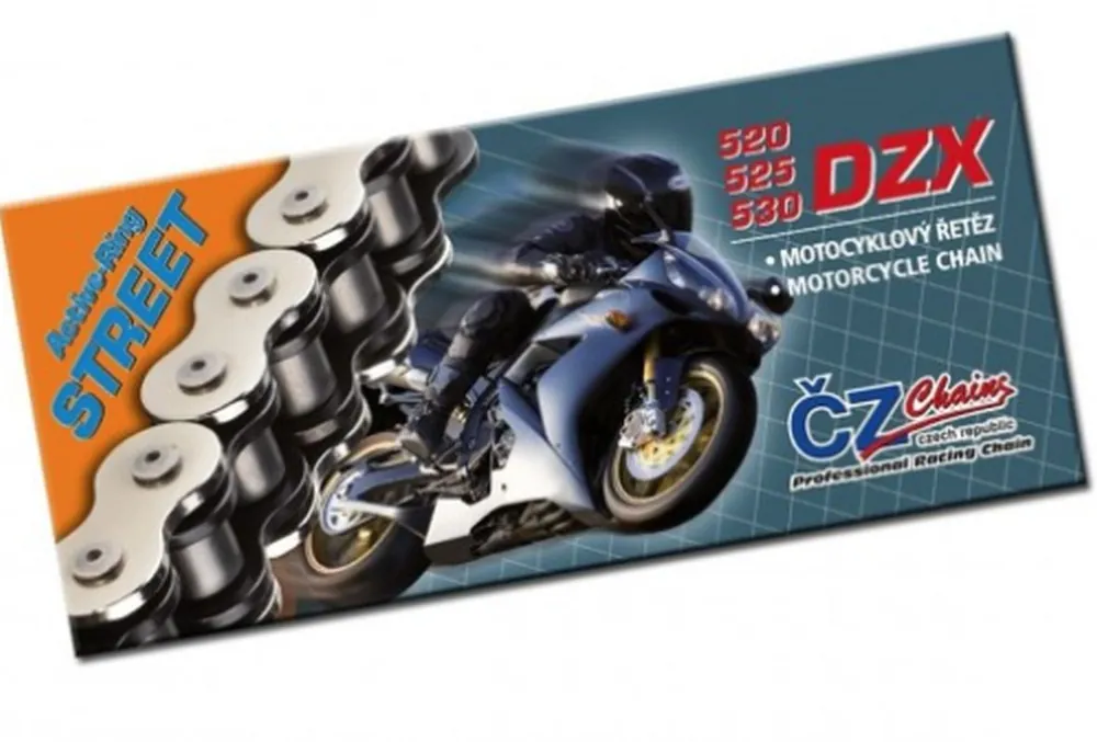 Kup online CZ ŁAŃCUCH NAPĘDOWY 530 DZX (118 OGNIW) ACTIVE RING (X-RING) CHROM DO 1200 CCM (43,0 KN) + ZAKUWKA DRĄŻONA