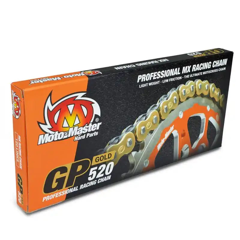 Kup online MOTO-MASTER ŁAŃCUCH NAPĘDOWY GP-520G MX PROFESSIONAL MOTOCROSS RACING CHAIN BEZ ORINGÓW KOLOR ZŁOTY (120 OGNIW, ZAPINKA W ZESTAWIE)