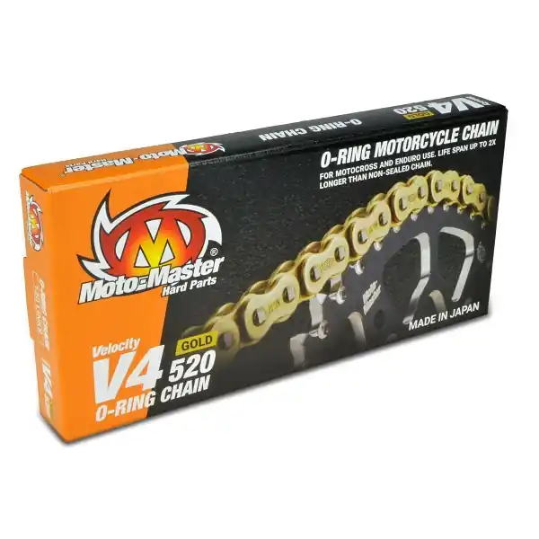 MOTO-MASTER ŁAŃCUCH NAPĘDOWY V4-520G O-RING GOLD CHAIN ŁAŃCUCH NAPĘDOWY KOLOR ZŁOTY (120 OGNIW, ZAPINKA W ZESTAWIE) Promocja