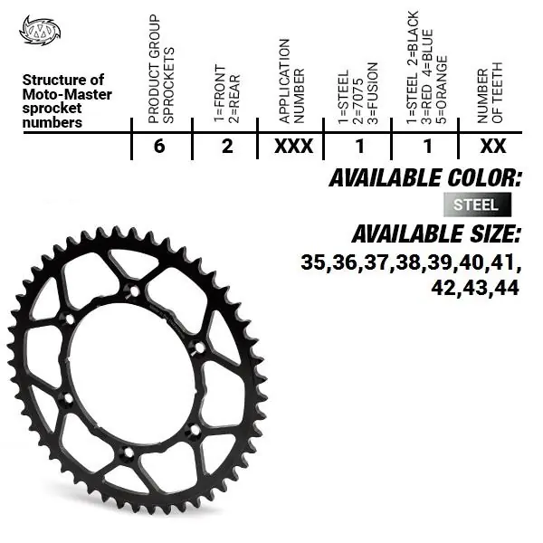 Dostępne od ręki MOTO-MASTER ZĘBATKA TYLNA STALOWA ULTRALIGHT 4395 40 (439540) KTM SX 50/SX 50 MINI ‘04-‘13 (ŁAŃC. 415) KOLOR CZARNY