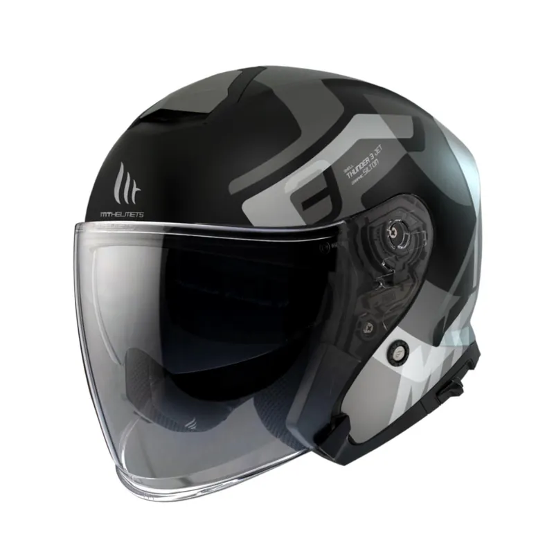 Zniżka MT PROMOCJA KASK OTWARTY JET THUNDER 3 SV JET SILTON B2 MATT PEARL GRAY KOLOR SZARY/CZARNY MAT ROZMIAR M